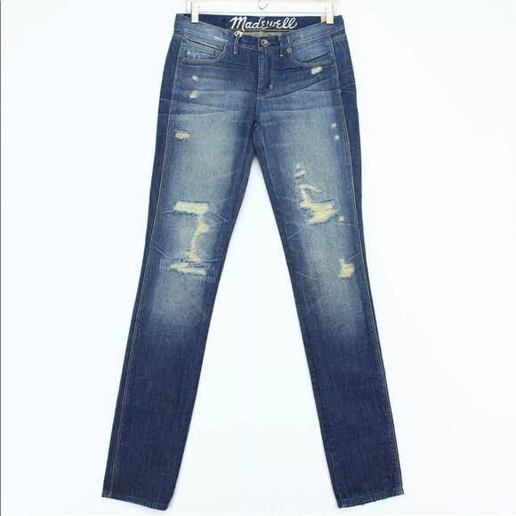 Madewell Distressed Skinny Ankle Jeans Low Mid Rise Medium Wash 24 x 34 US 00 - Picture 8 of 10